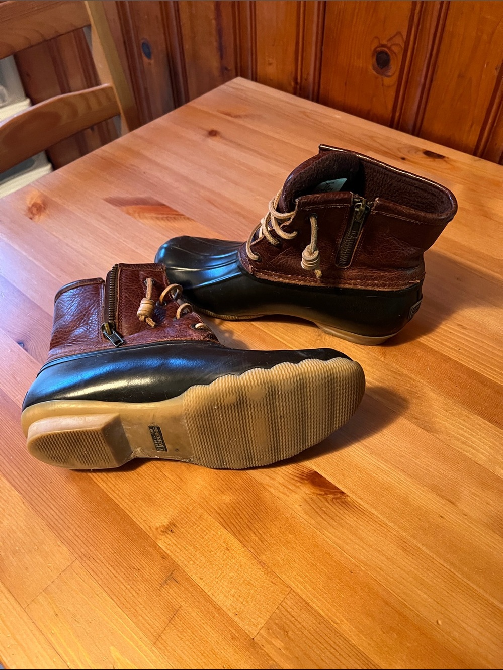 Women’s Brown Leather Duck Boots - Casual Waterproof Style